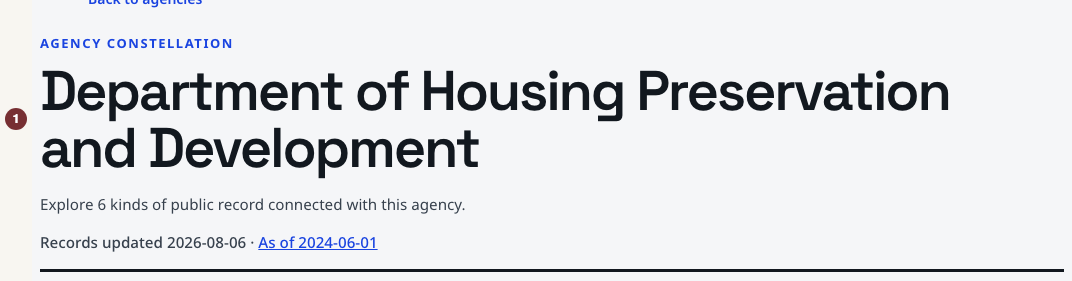 英文原文：Housing Preservation and Development agency heading after selecting the search result.