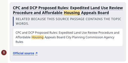 英文原文：A rule passage in the housing search with its Official source link.