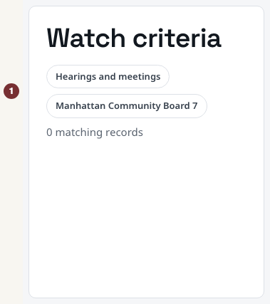 Sous anglè: Watch criteria names the topic and Manhattan Community Board 7.