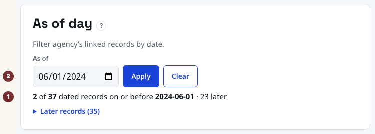 انگریزی ماخذ: Applied As of day summary and the Clear control.