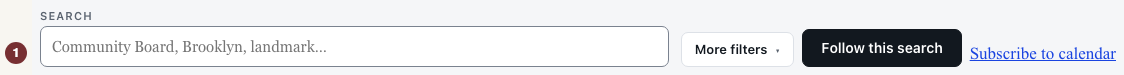 Sous anglè: Meetings list toolbar, including the Subscribe to calendar control.