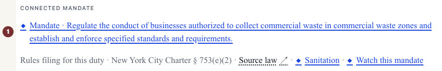 ইংরেজি মূল: Connected mandate in the Sanitation rule notice with its duty link, relation and Charter citation.