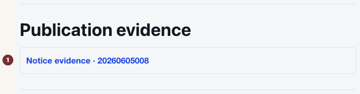 ইংরেজি মূল: Publication evidence on the duty page includes the Sanitation notice request number.